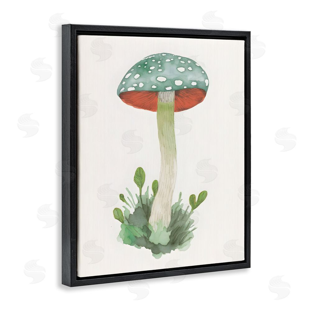 Petal Prints Design Spotted Watercolor Mushroom Black Floating Frame Canvas Wall Art Print