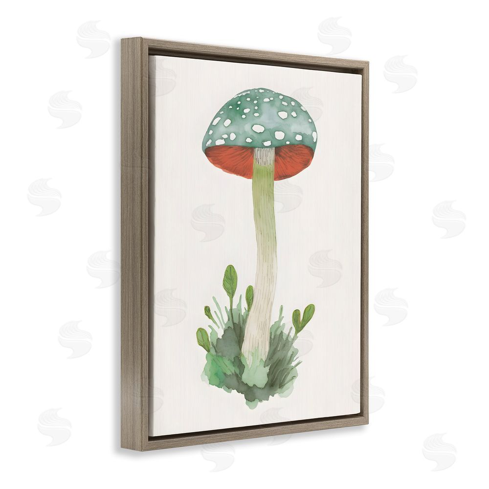 Petal Prints Design Spotted Watercolor Mushroom Brown Floating Frame Canvas Wall Art Print