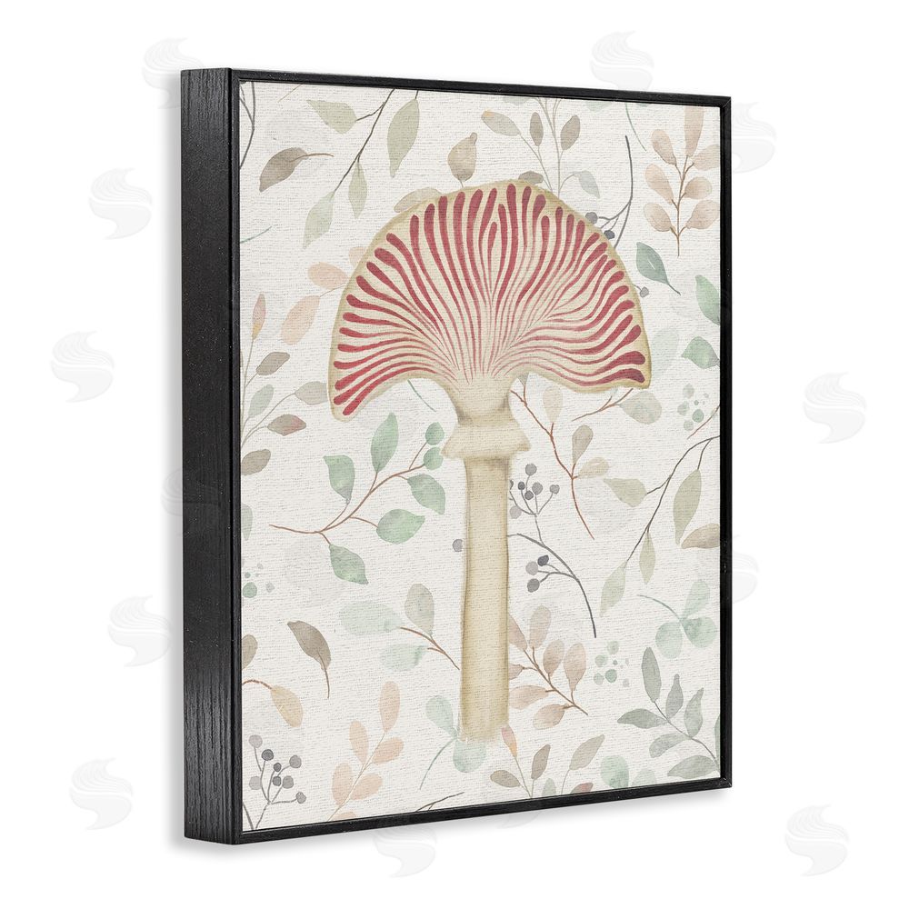 Stupell Studio Soft Botanicals & Mushroom Black Framed Giclee Wall Art Print