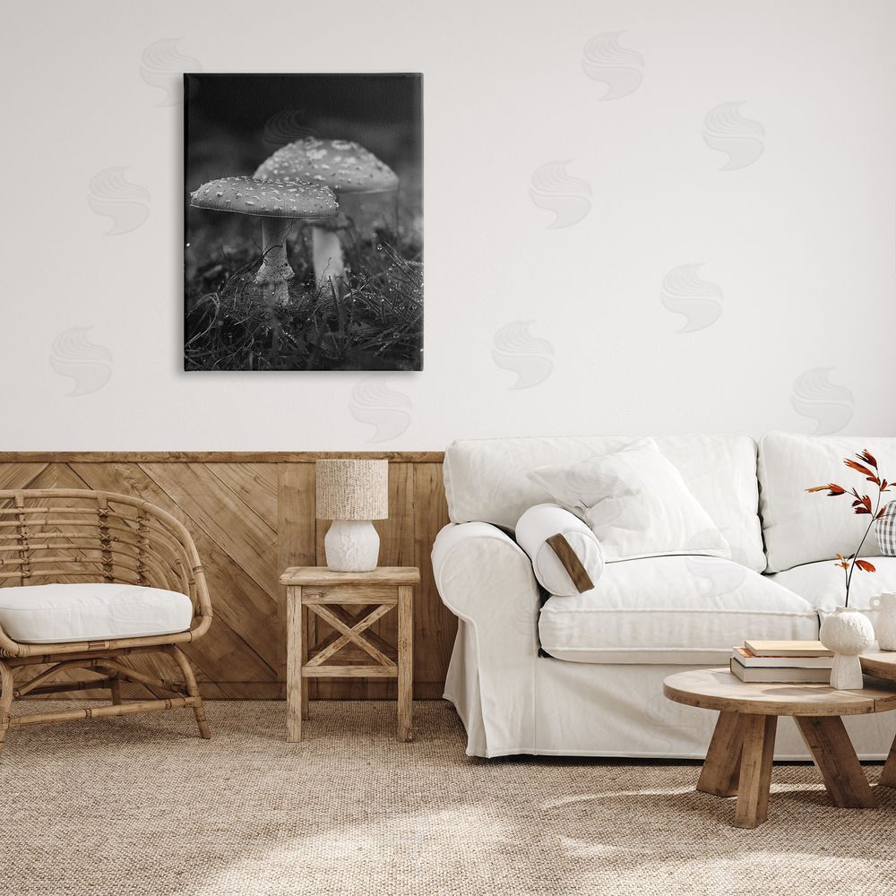 Stupell Studio Grey Mushroom Photography Canvas Wall Art Print in Room
