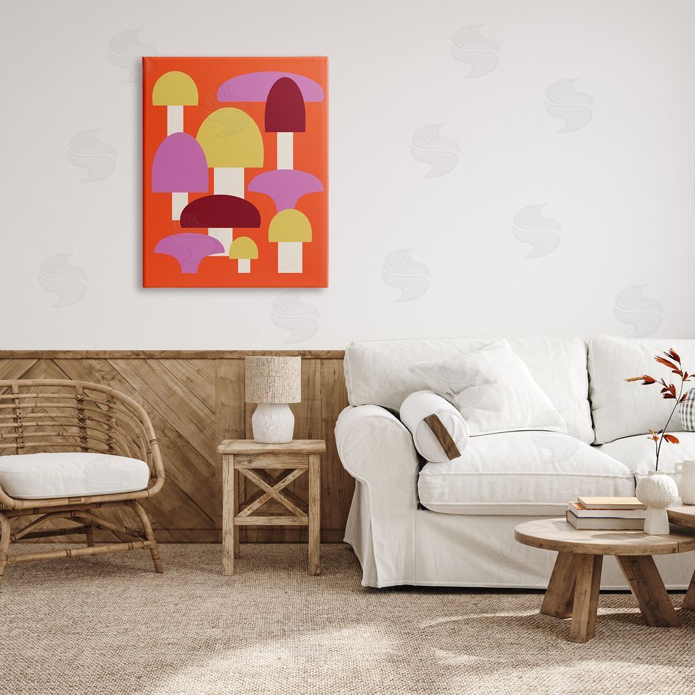 Stupell Studio Pop Style Mushrooms Canvas Wall Art Print in Room