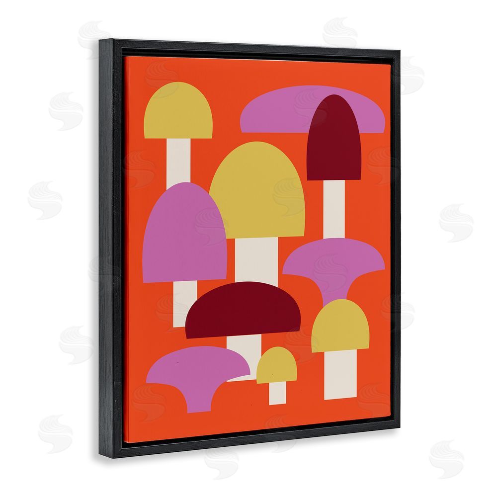 Stupell Studio Pop Style Mushrooms Black Floating Frame Canvas Wall Art Print