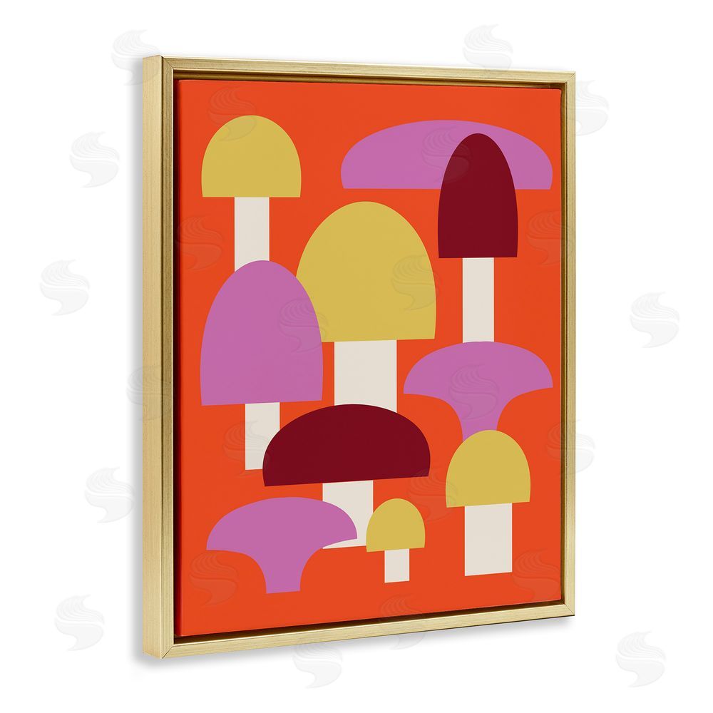 Stupell Studio Pop Style Mushrooms Gold Floating Frame Canvas Wall Art Print