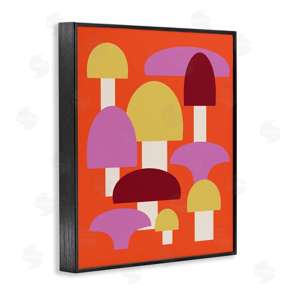 Stupell Studio Pop Style Mushrooms Black Framed Giclee Wall Art Print