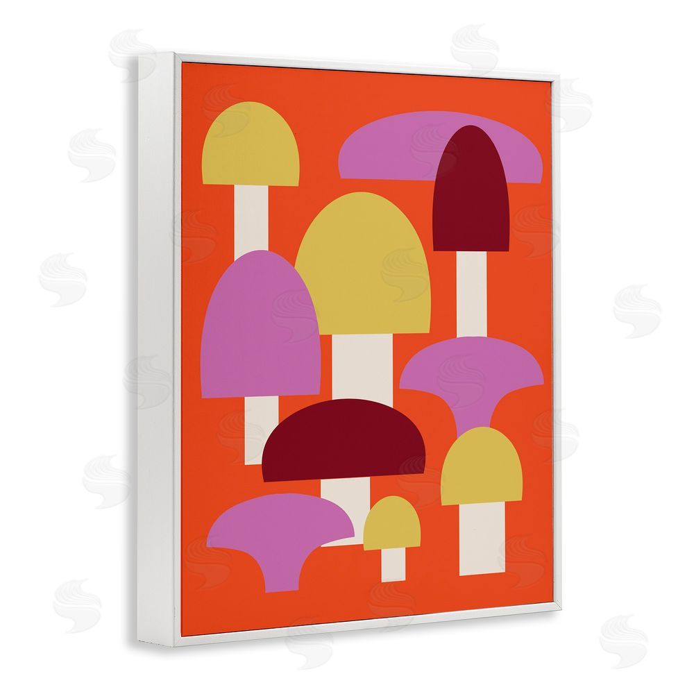 Stupell Studio Pop Style Mushrooms White Framed Giclee Wall Art Print