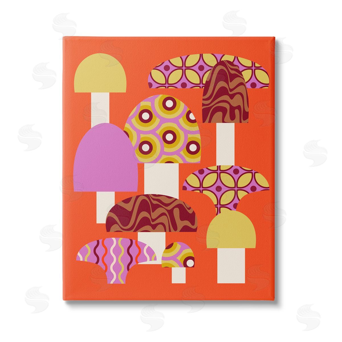 Stupell Studio Retro Patterned Mushrooms Stretched Canvas Wall Art Print