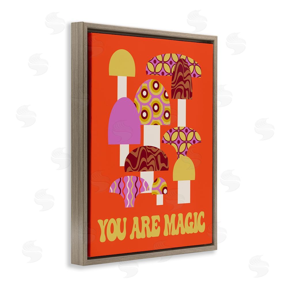 Stupell Studio You Are Magic Mushrooms Brown Floating Frame Canvas Wall Art Print