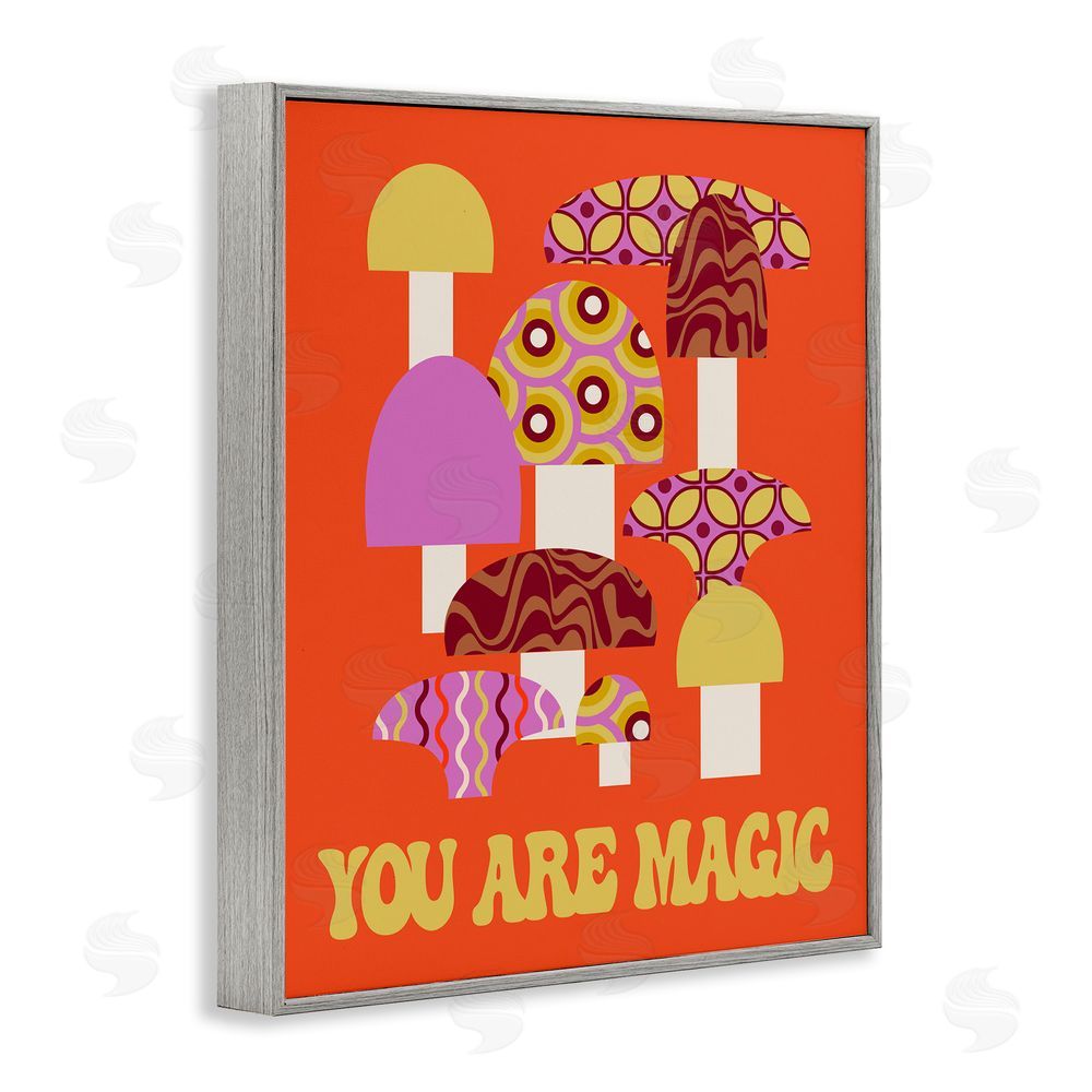 Stupell Studio You Are Magic Mushrooms Gray Framed Giclee Wall Art Print
