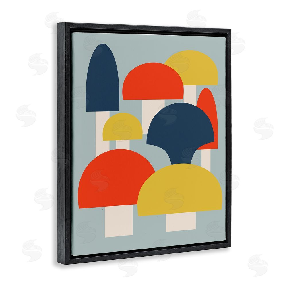 Stupell Studio Contemporary Mushroom Shapes Black Floating Frame Canvas Wall Art Print
