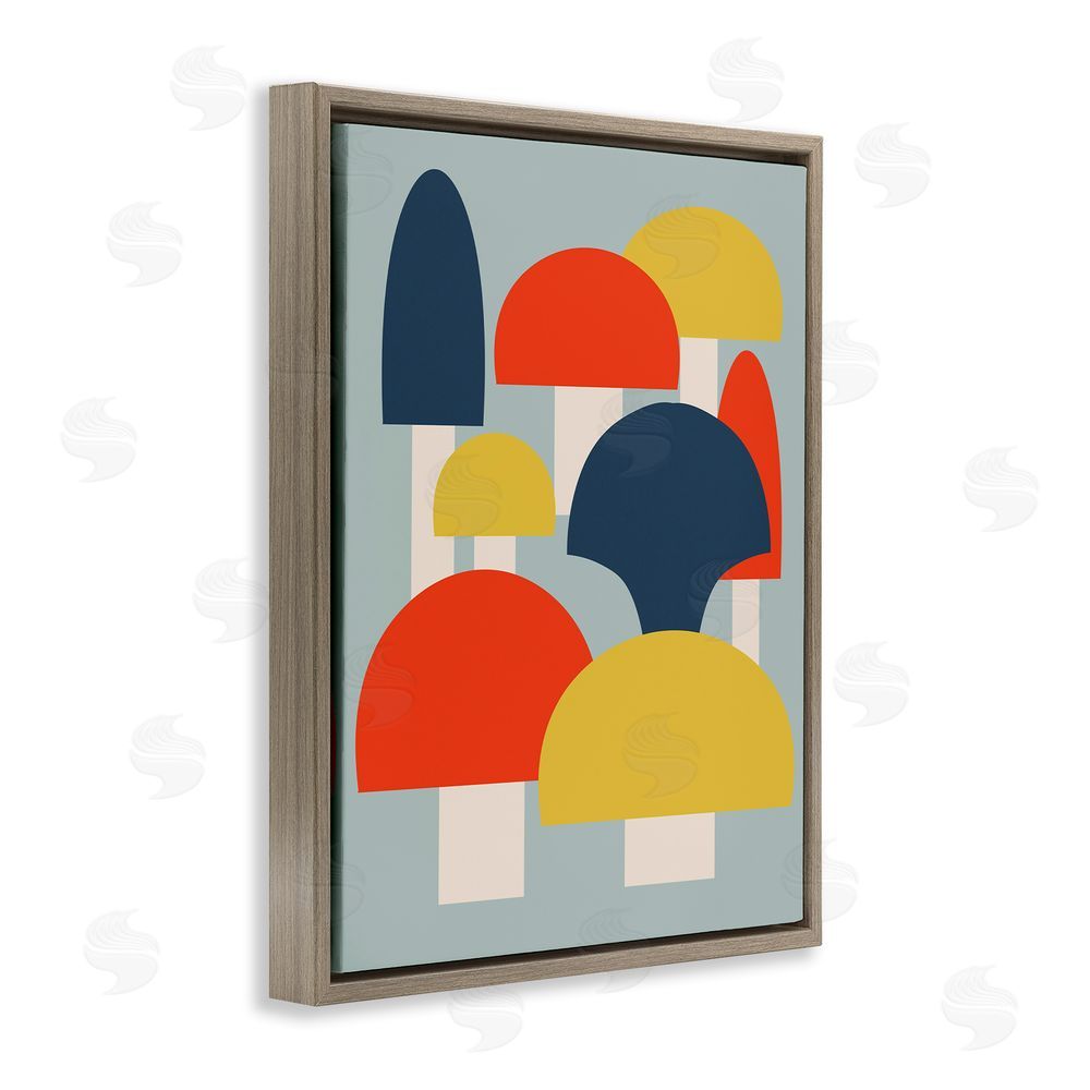 Stupell Studio Contemporary Mushroom Shapes Brown Floating Frame Canvas Wall Art Print
