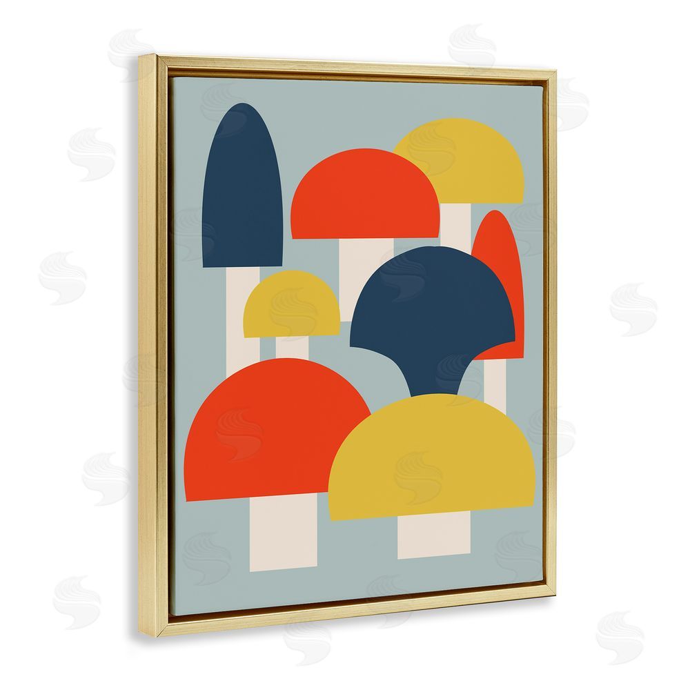 Stupell Studio Contemporary Mushroom Shapes Gold Floating Frame Canvas Wall Art Print