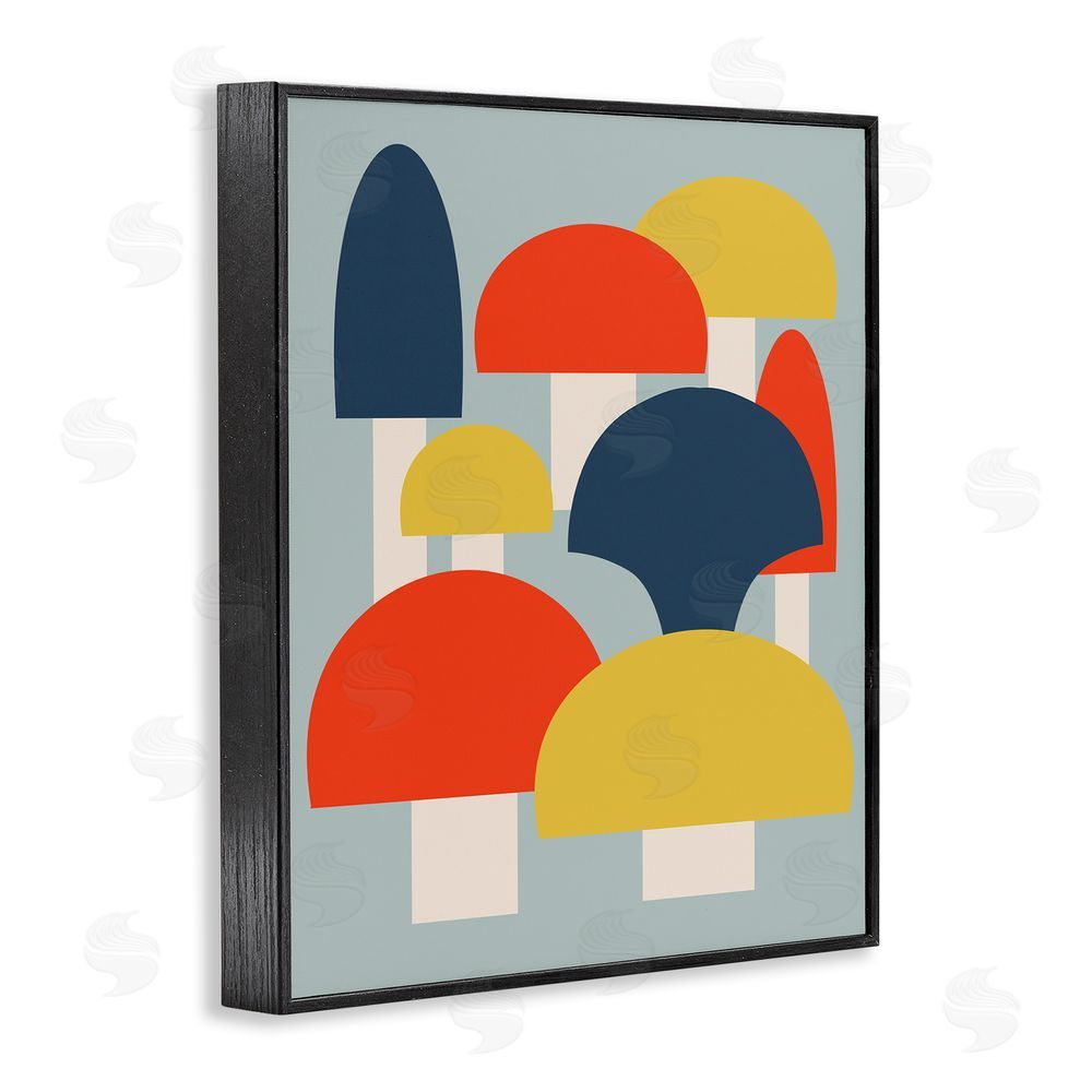 Stupell Studio Contemporary Mushroom Shapes Black Framed Giclee Wall Art Print
