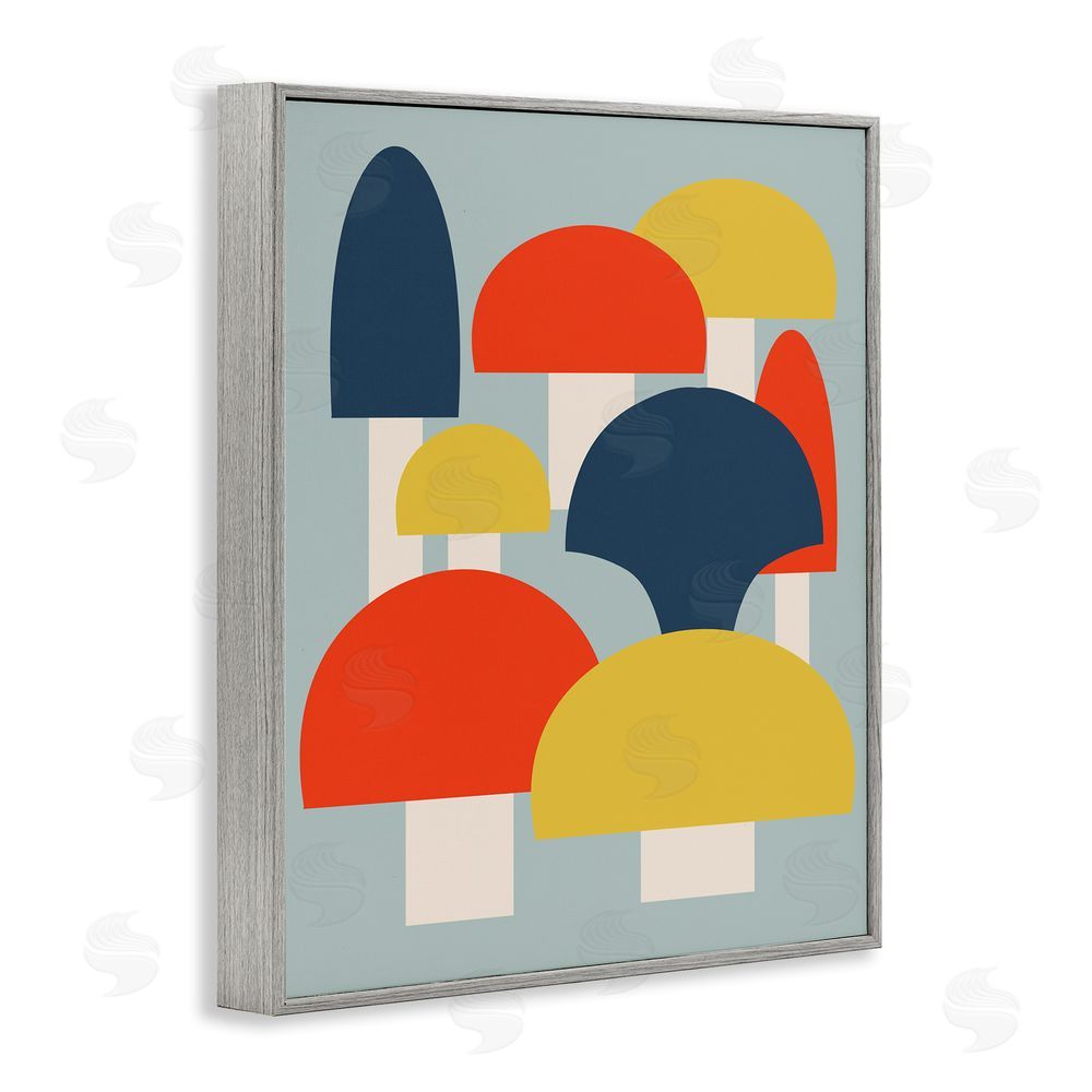 Stupell Studio Contemporary Mushroom Shapes Gray Framed Giclee Wall Art Print