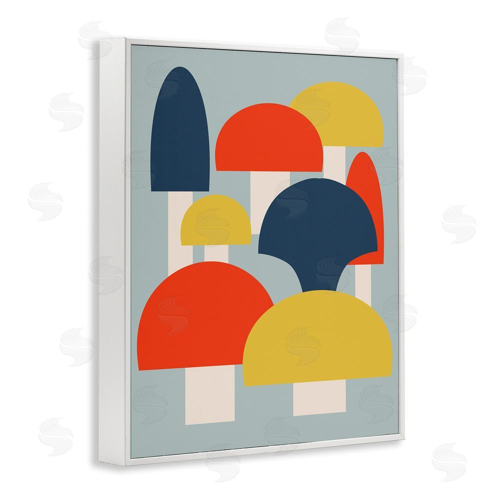 Stupell Studio Contemporary Mushroom Shapes White Framed Giclee Wall Art Print