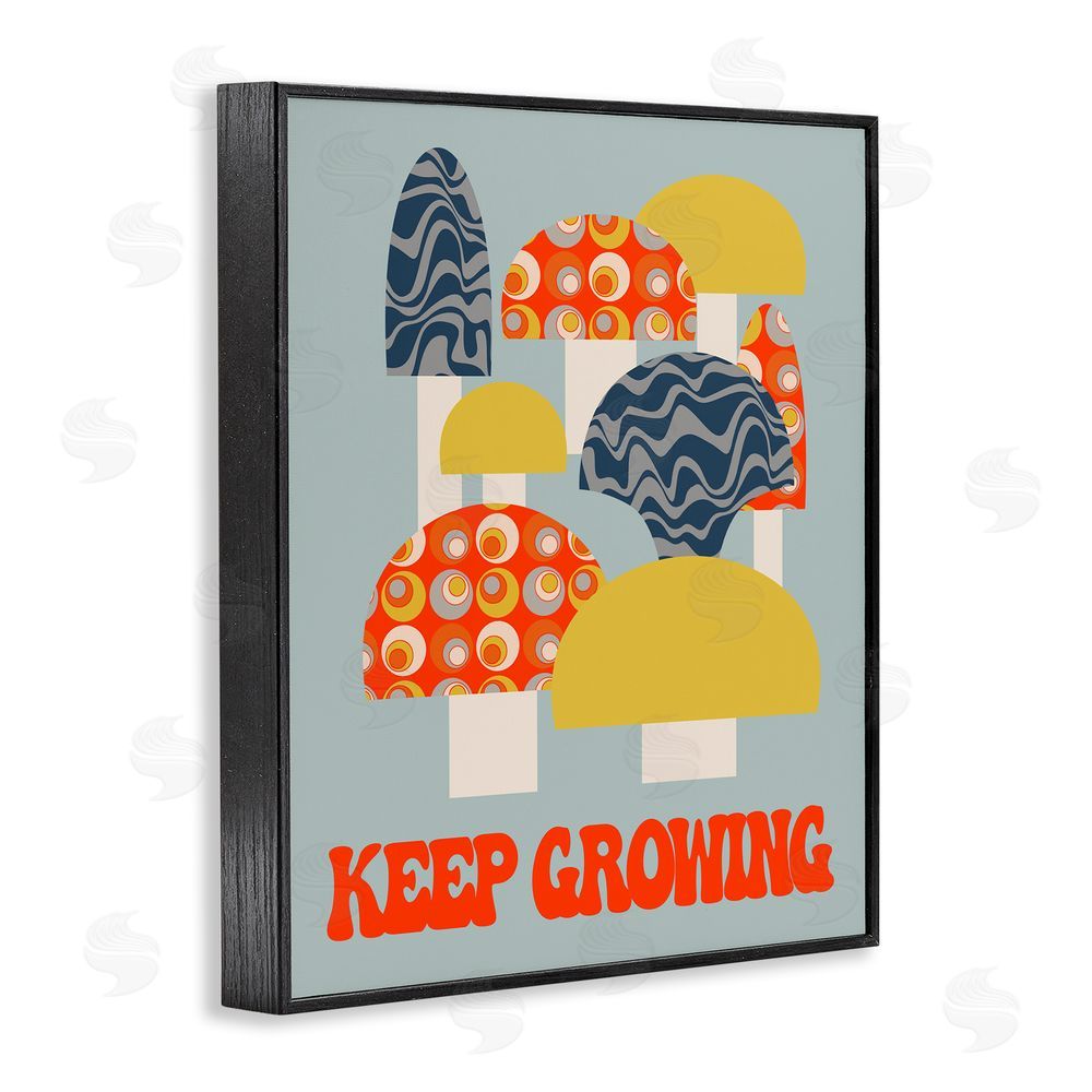 Stupell Studio Keep Growing Retro Mushrooms Black Framed Giclee Wall Art Print
