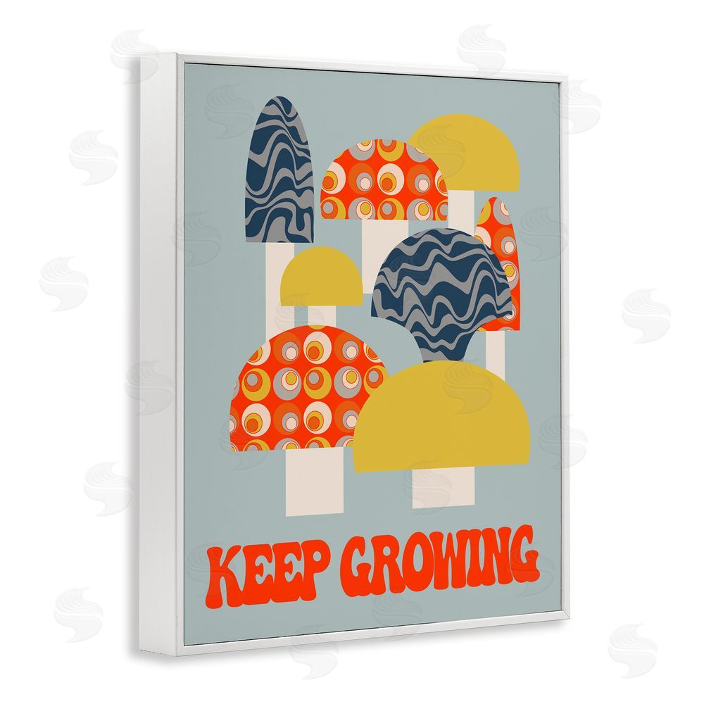 Stupell Studio Keep Growing Retro Mushrooms White Framed Giclee Wall Art Print