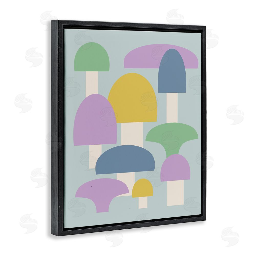 Stupell Studio Pastel Mushroom Shapes Black Floating Frame Canvas Wall Art Print