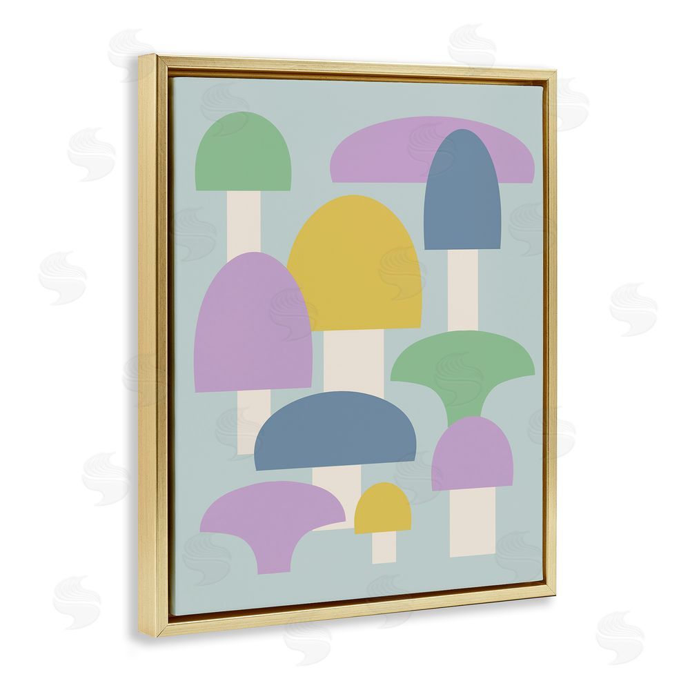 Stupell Studio Pastel Mushroom Shapes Gold Floating Frame Canvas Wall Art Print