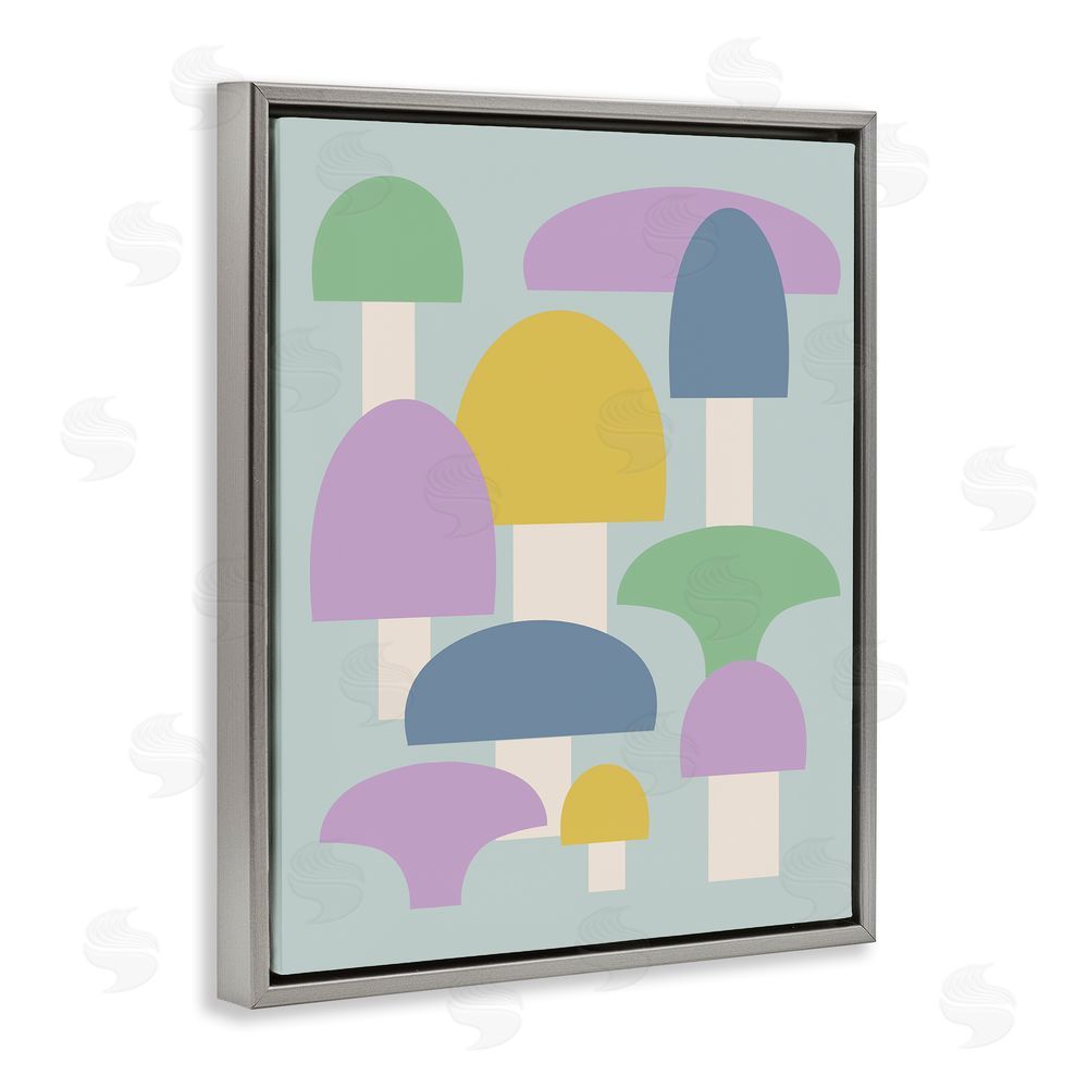 Stupell Studio Pastel Mushroom Shapes Grey Floating Frame Canvas Wall Art Print