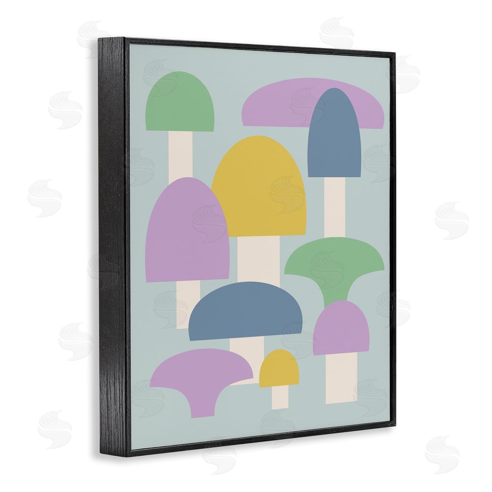 Stupell Studio Pastel Mushroom Shapes Black Framed Giclee Wall Art Print