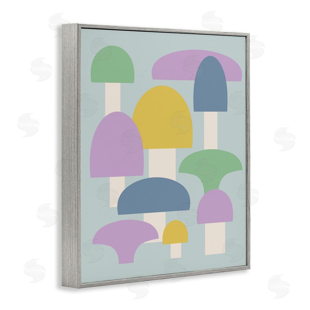 Stupell Studio Pastel Mushroom Shapes Gray Framed Giclee Wall Art Print