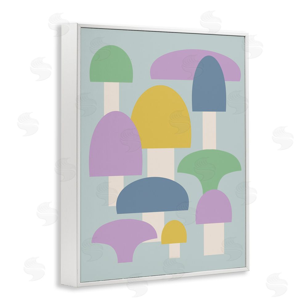Stupell Studio Pastel Mushroom Shapes White Framed Giclee Wall Art Print