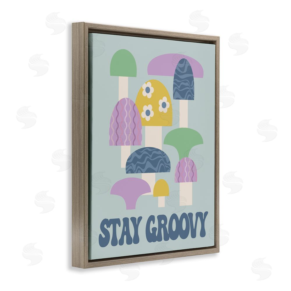 Stupell Studio Stay Groovy Botanicals Brown Floating Frame Canvas Wall Art Print