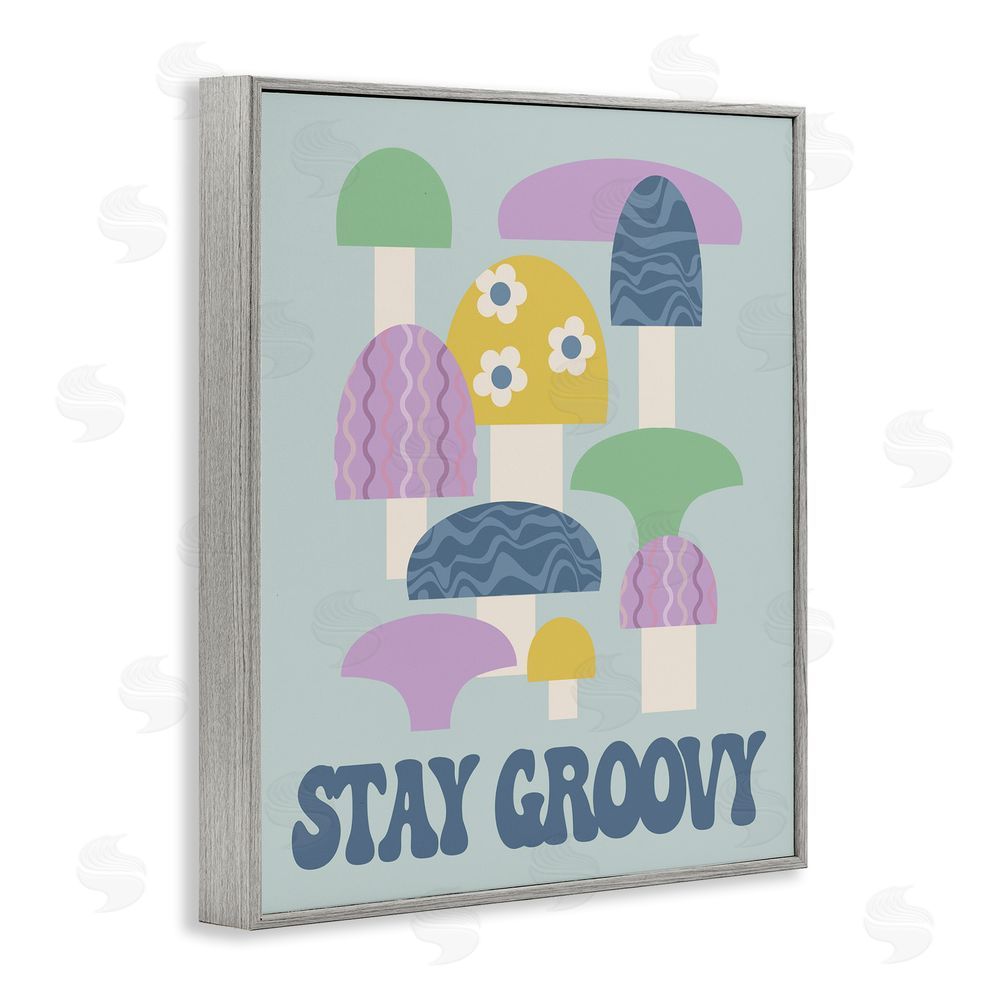 Stupell Studio Stay Groovy Botanicals Gray Framed Giclee Wall Art Print