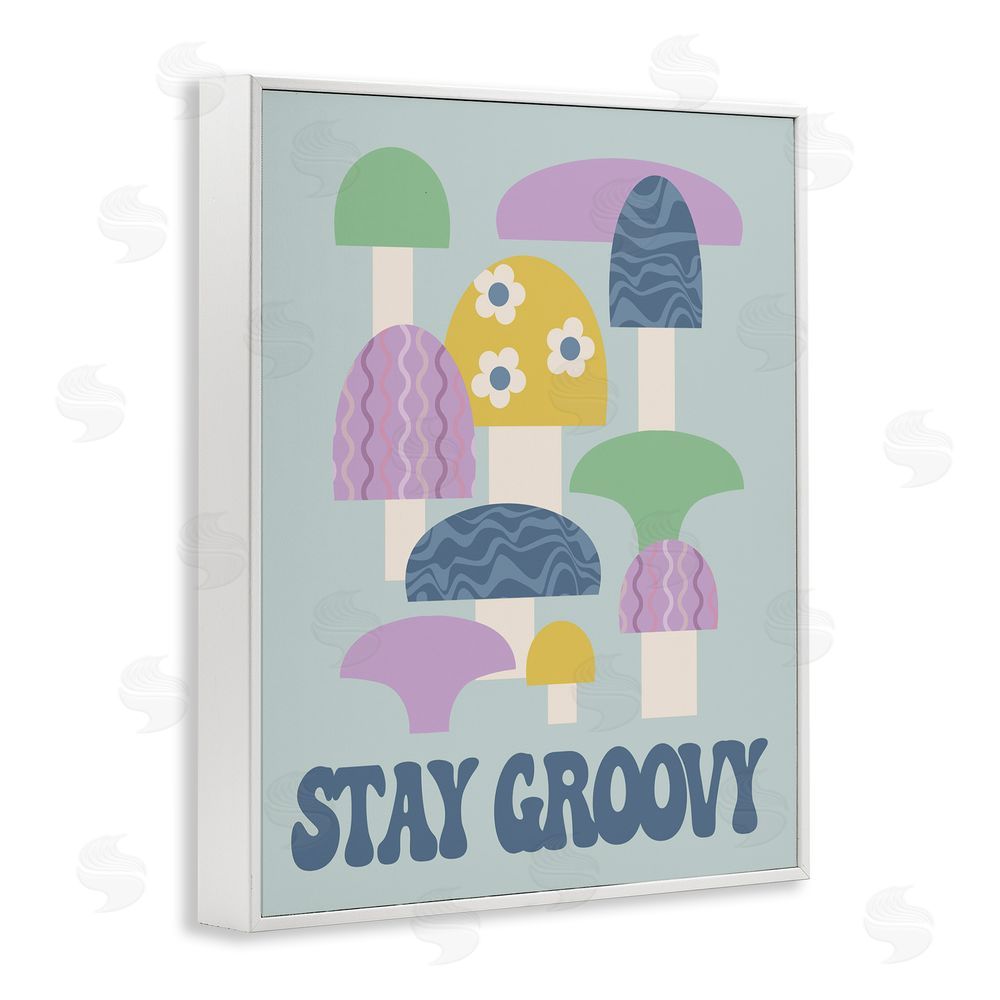 Stupell Studio Stay Groovy Botanicals White Framed Giclee Wall Art Print