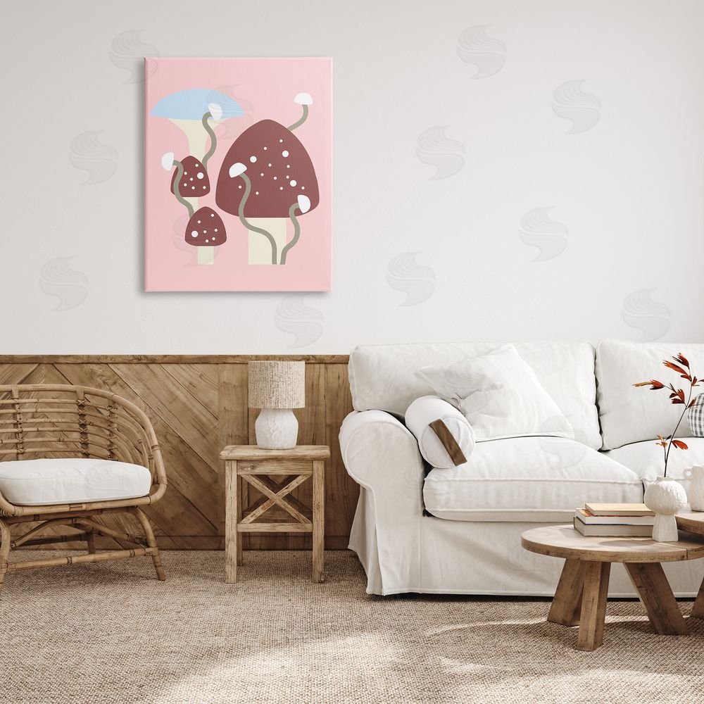 Stupell Studio Pop Mushrooms on Pink Canvas Wall Art Print in Room