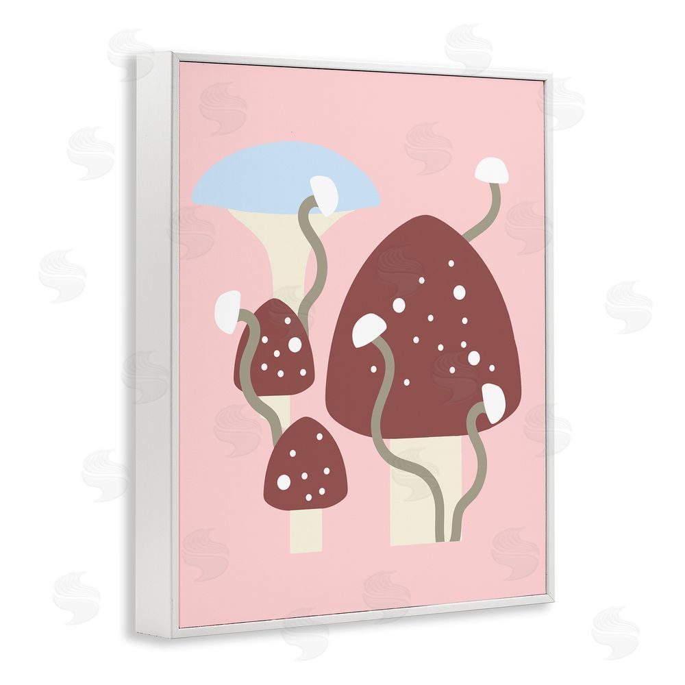 Stupell Studio Pop Mushrooms on Pink White Framed Giclee Wall Art Print
