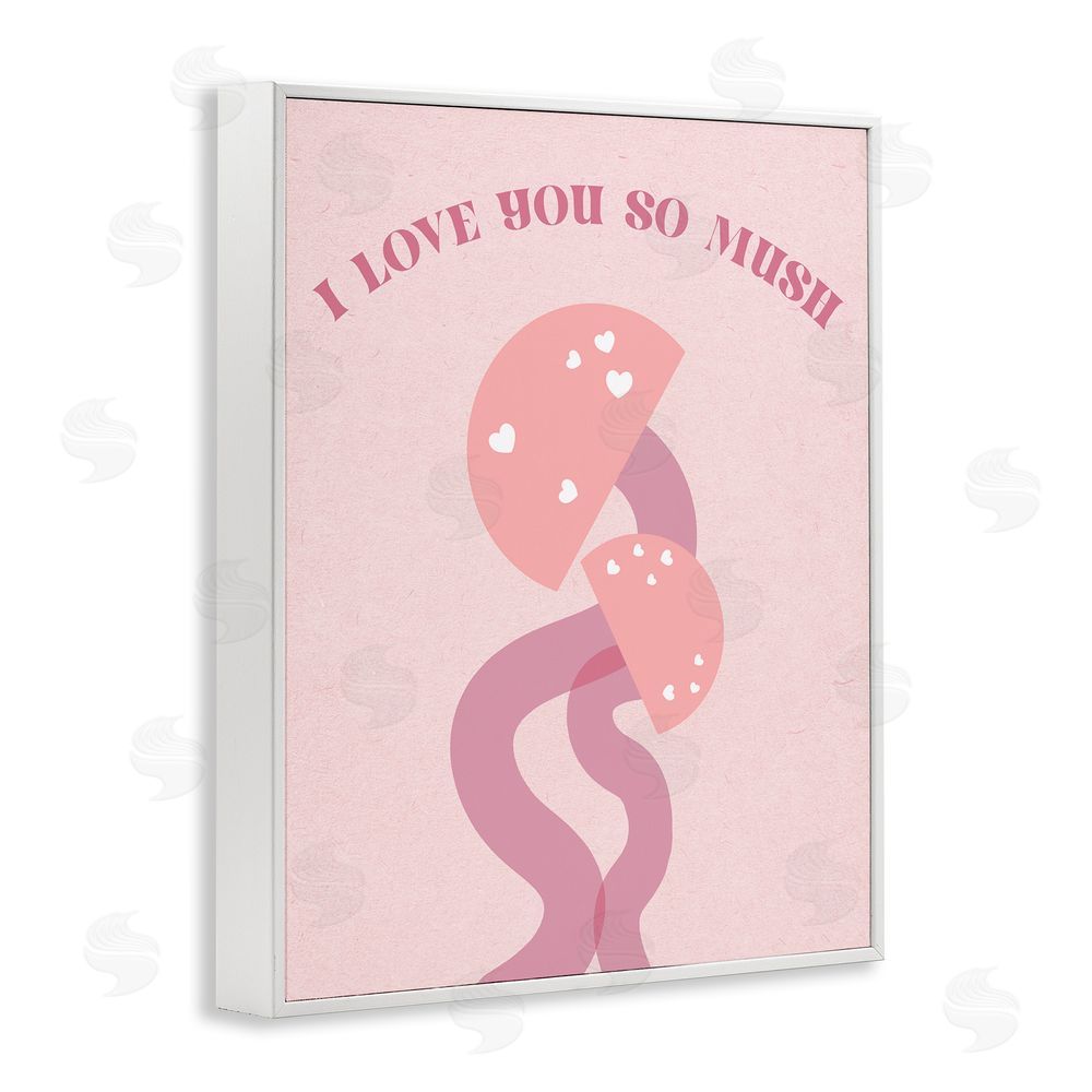 Stupell Studio Love You Pink Mushrooms White Framed Giclee Wall Art Print