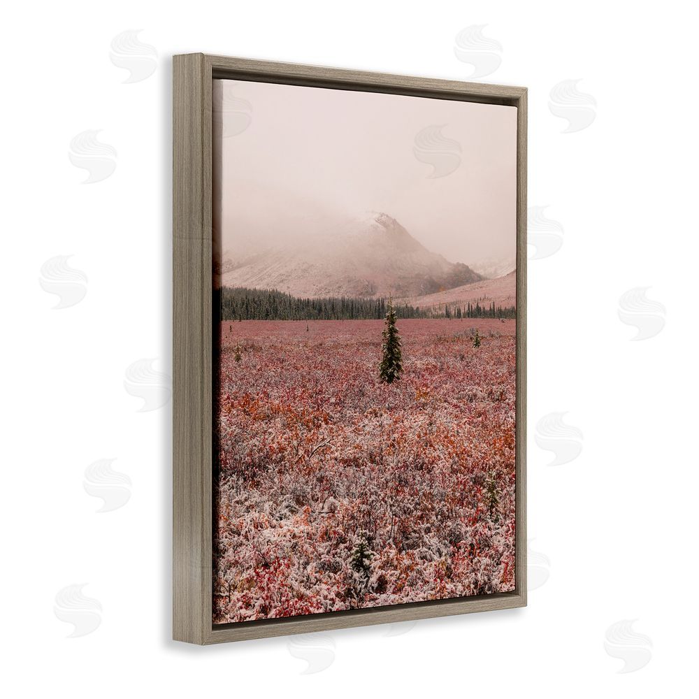 Daniel Sproul Tree in Foggy Landscape Brown Floating Frame Canvas Wall Art Print
