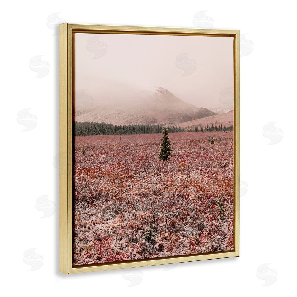 Daniel Sproul Tree in Foggy Landscape Gold Floating Frame Canvas Wall Art Print