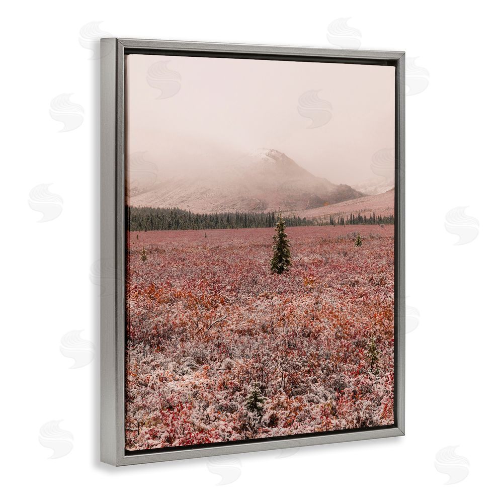 Daniel Sproul Tree in Foggy Landscape Grey Floating Frame Canvas Wall Art Print