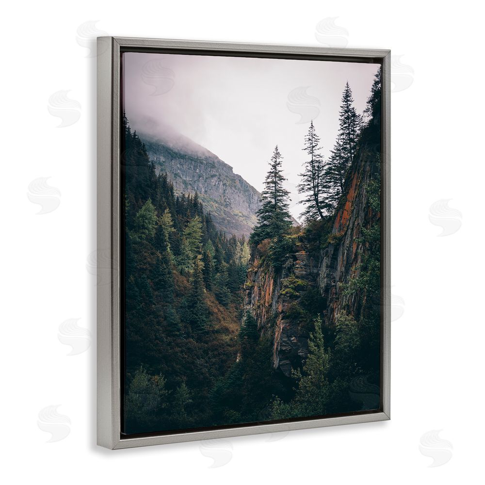 Daniel Sproul Rustic Mountain Landscape Grey Floating Frame Canvas Wall Art Print