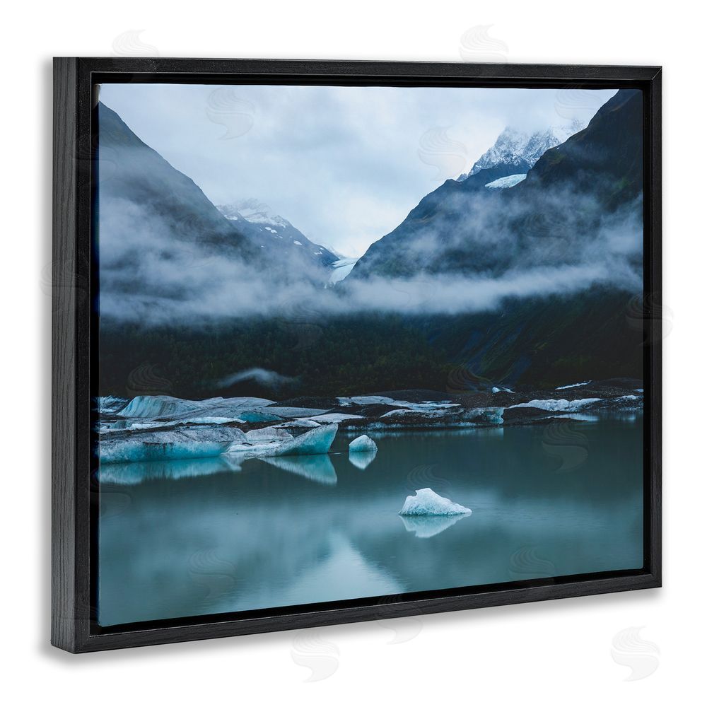 Daniel Sproul Foggy Icebergs on Lake Black Floating Frame Canvas Wall Art Print