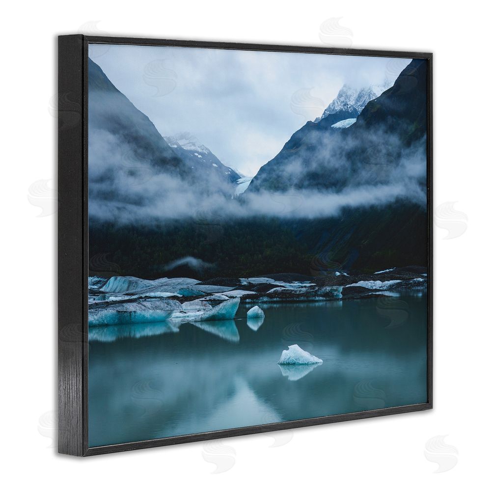 Daniel Sproul Foggy Icebergs on Lake Black Framed Giclee Wall Art Print