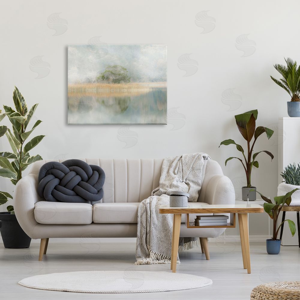 Irene Weisz Abstract Misty Lake Canvas Wall Art Print in Room