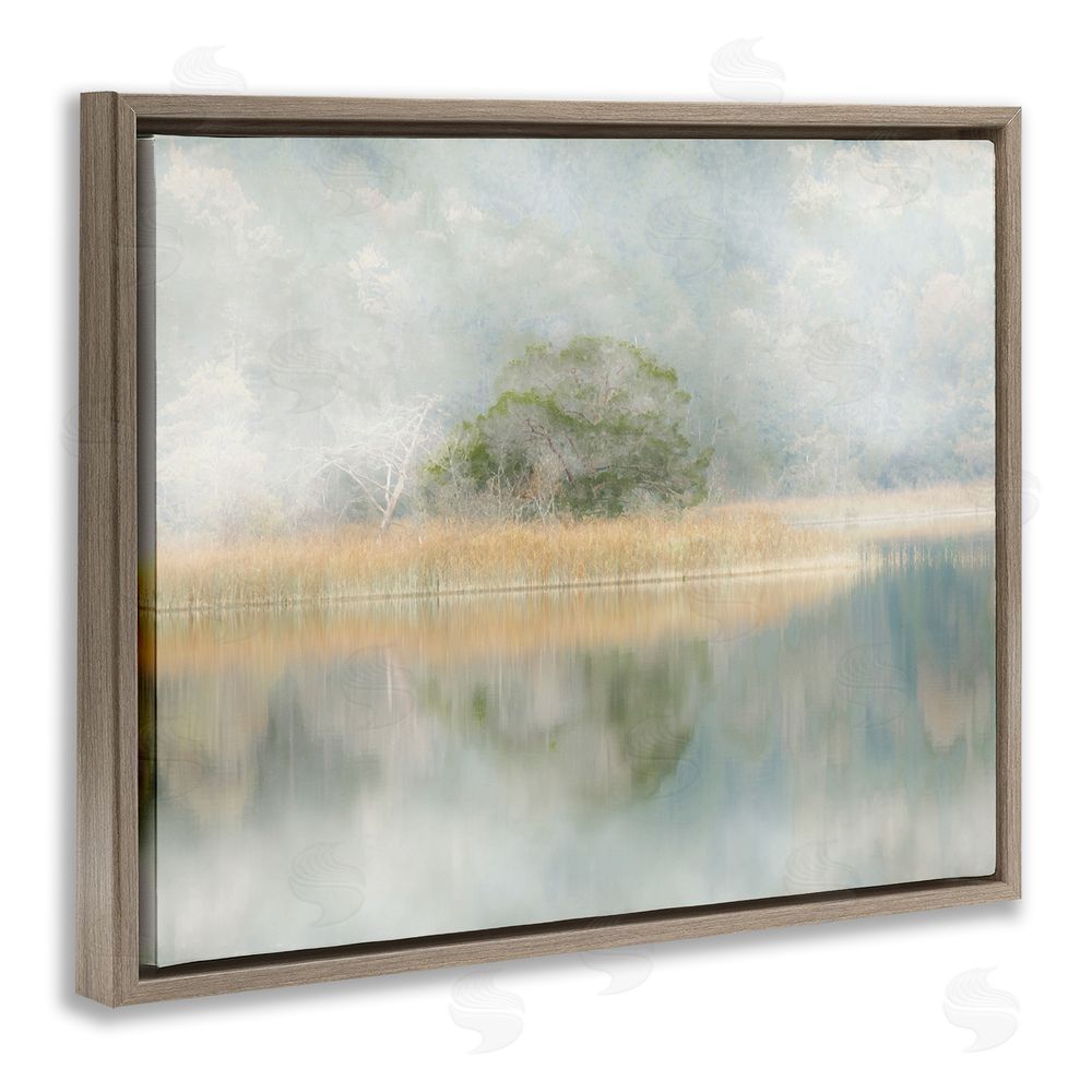 Irene Weisz Abstract Misty Lake Brown Floating Frame Canvas Wall Art Print