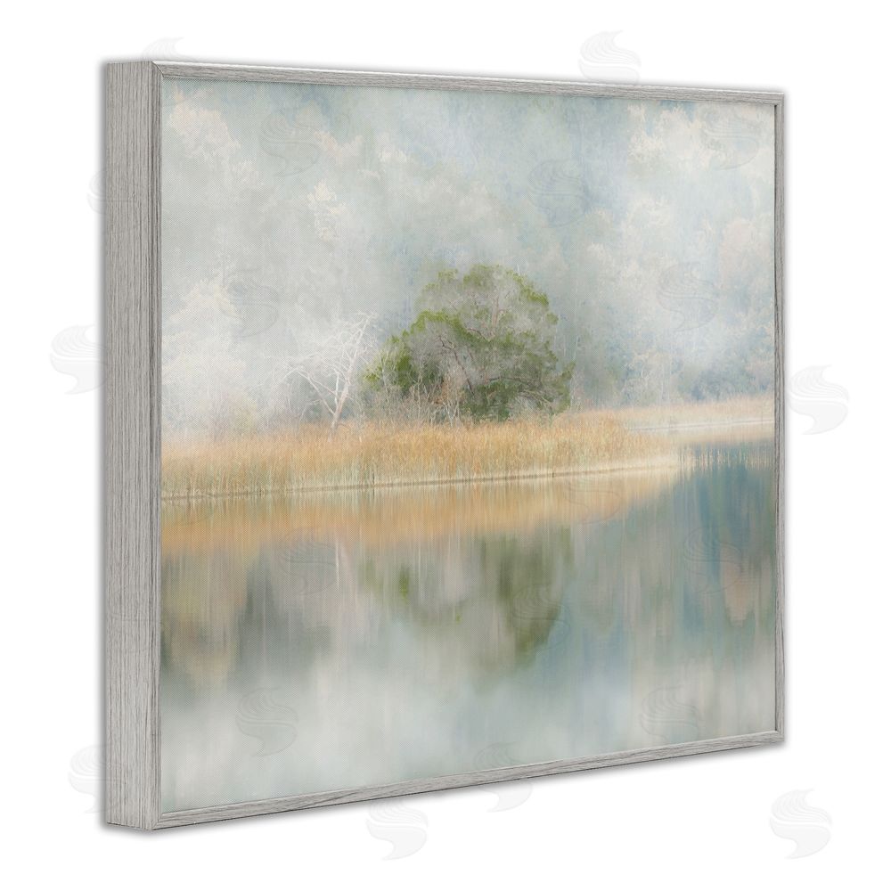 Irene Weisz Abstract Misty Lake Gray Framed Giclee Wall Art Print