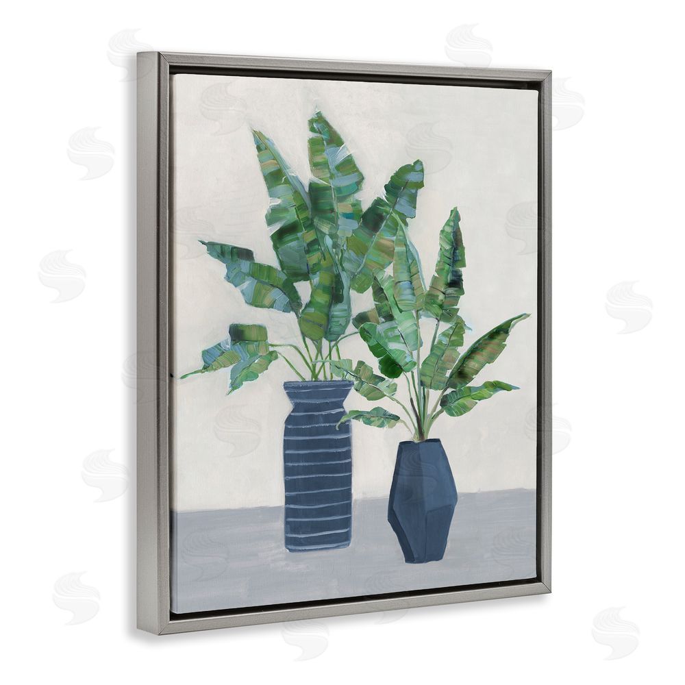 Sally Swatland Plant Bouquets Still Life Grey Floating Frame Canvas Wall Art Print