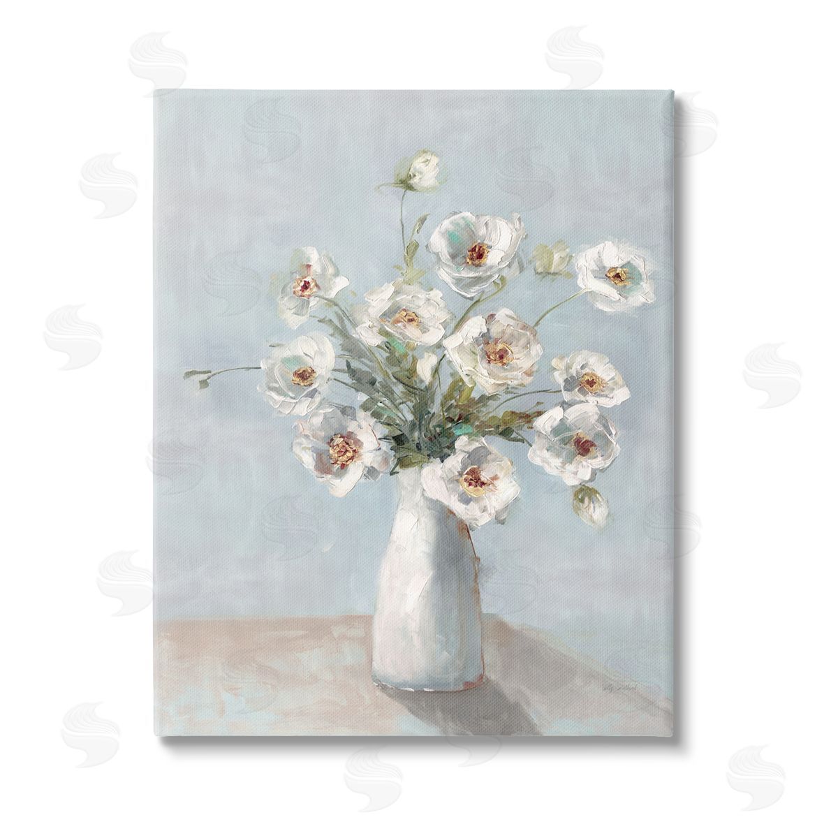 Sally Swatland Traditional White Blooms Stretched Canvas Wall Art Print