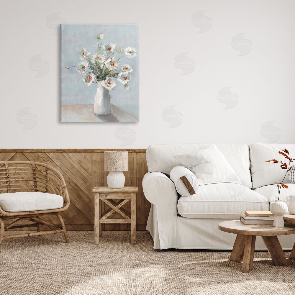 Sally Swatland Traditional White Blooms Canvas Wall Art Print in Room