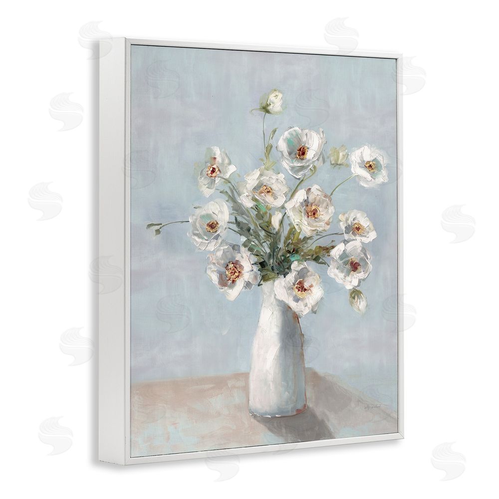 Sally Swatland Traditional White Blooms White Framed Giclee Wall Art Print