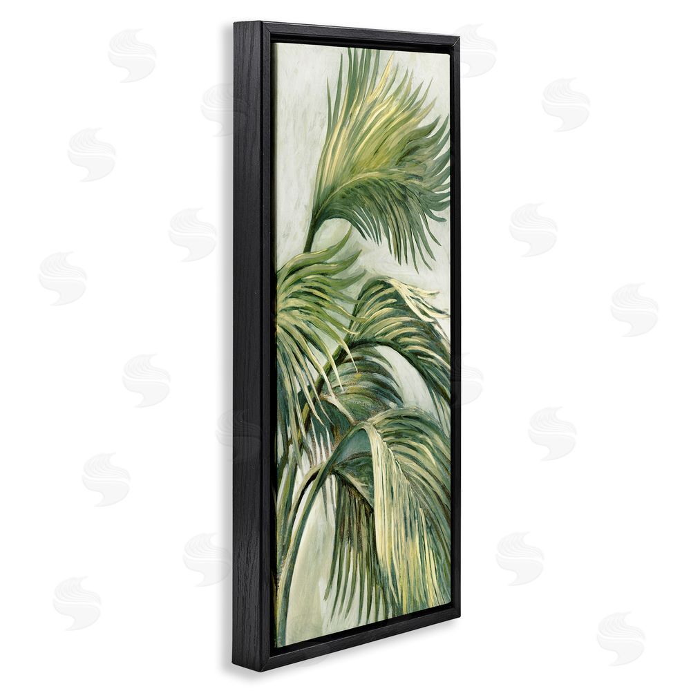 Merri Pattinian Tropical Palm Fans Black Floating Frame Canvas Wall Art Print