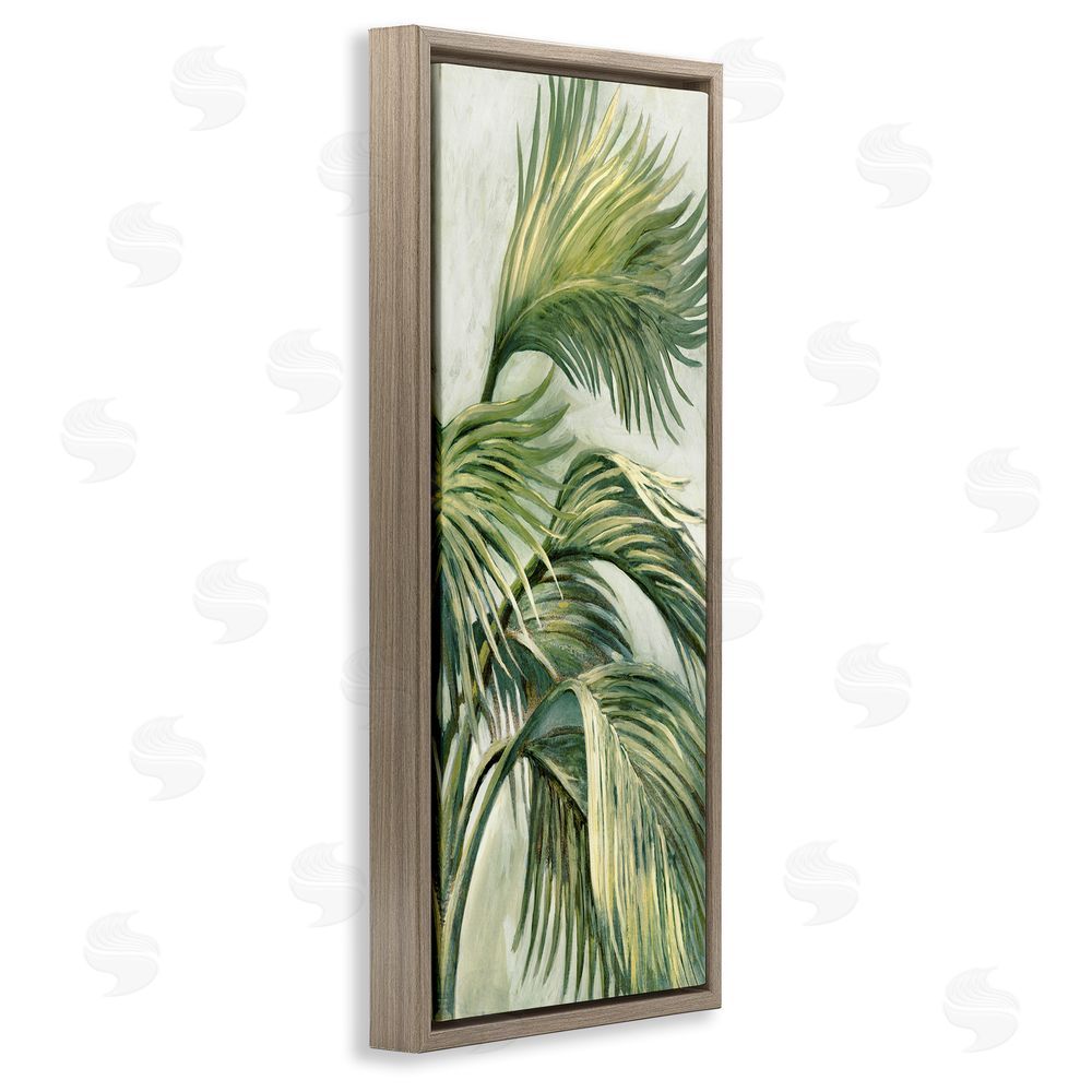 Merri Pattinian Tropical Palm Fans Brown Floating Frame Canvas Wall Art Print