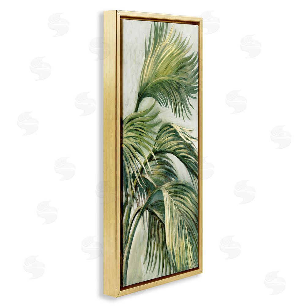 Merri Pattinian Tropical Palm Fans Gold Floating Frame Canvas Wall Art Print