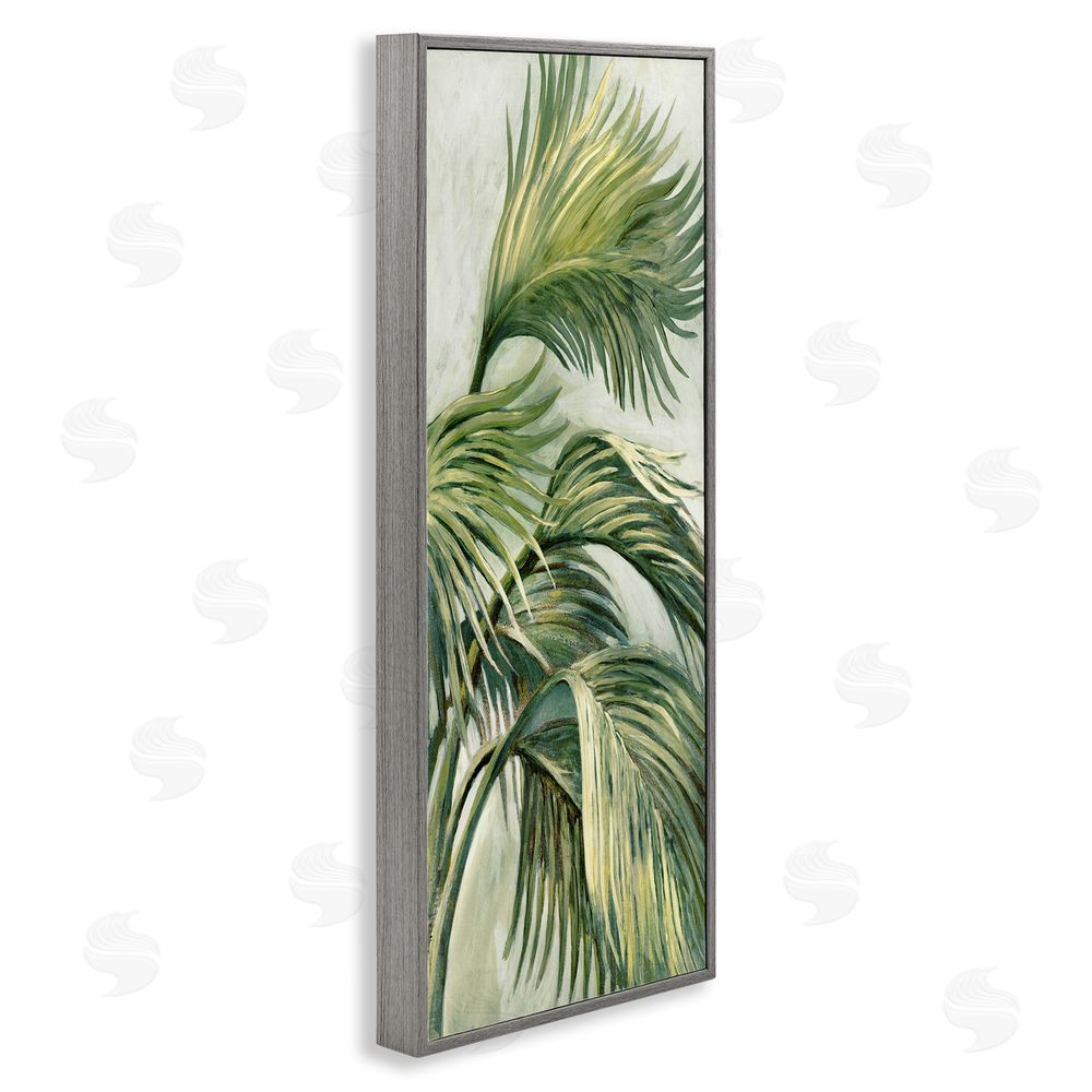 Merri Pattinian Tropical Palm Fans Gray Framed Giclee Wall Art Print