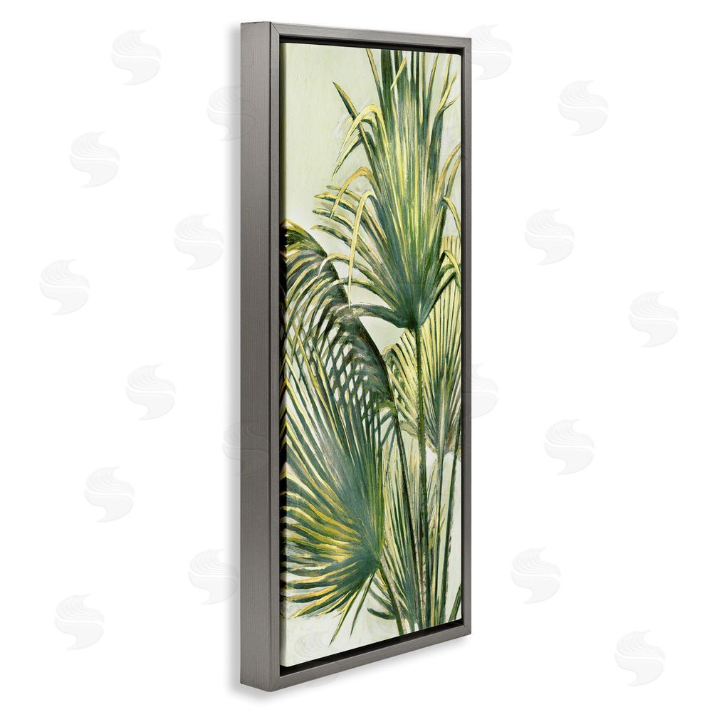 Merri Pattinian Palm Fronds Painting Grey Floating Frame Canvas Wall Art Print